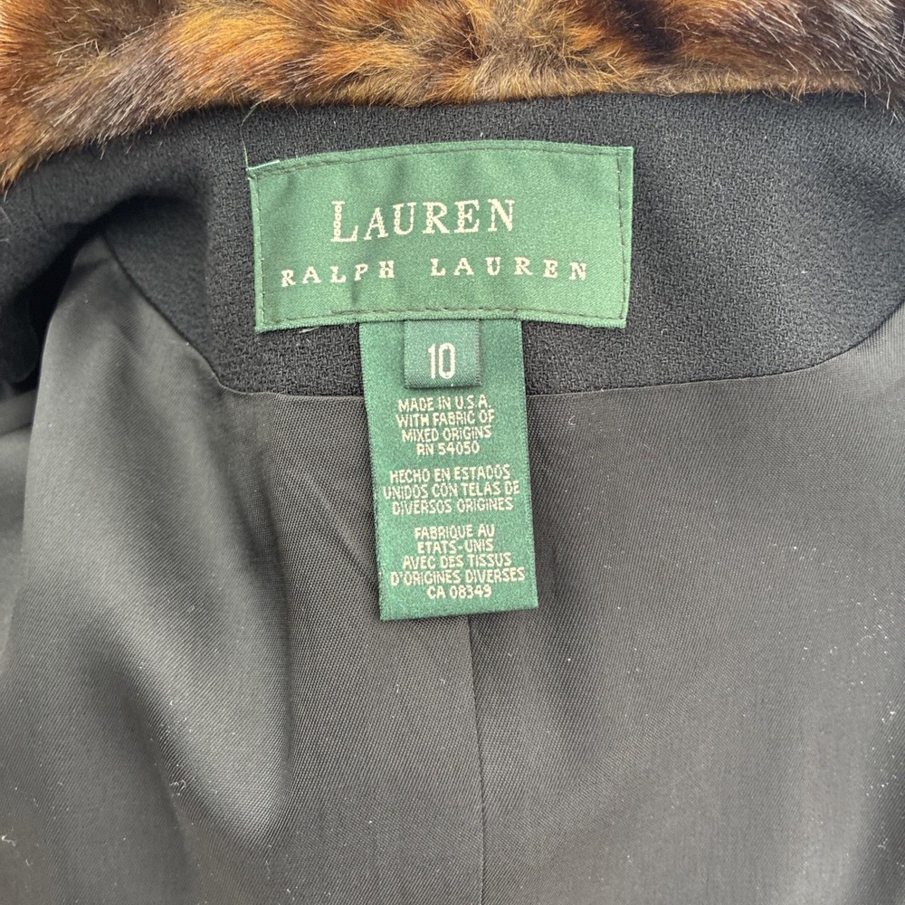 Vintage 1990s Lauren Ralph Lauren Wool Dress Suit Set Size 10 NWT Faux Fur - Picture 6 of 15